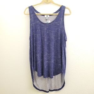 NWT Old Navy Blue Rayon High Low Hem Tank Top T21